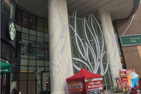 卜蜂中心_大門雕花包柱鋁單板效果實拍 卜蜂中心_大門雕花包柱鋁單板效果實拍